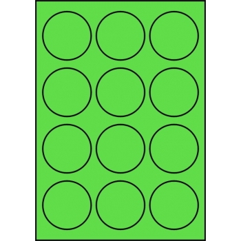 Etykiety A4 kolorowe Fi60 mm – zielone